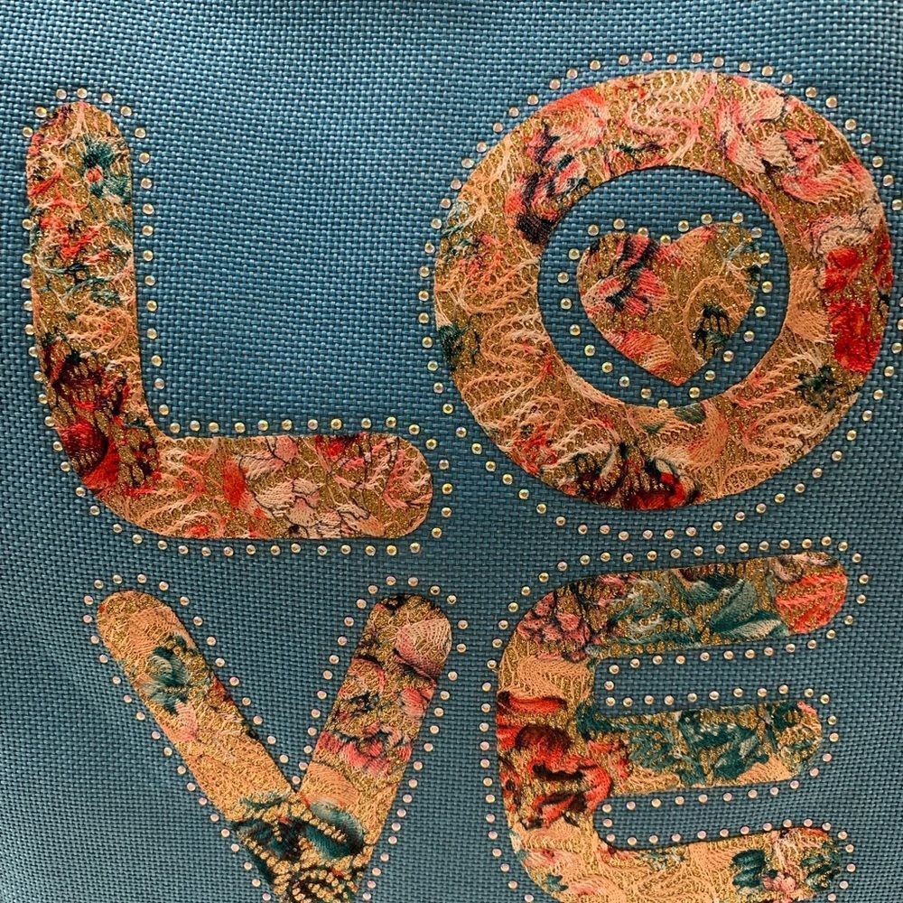 LOVE Tote Bag - Large - Aqua Blue - NWT - Picture 4 of 8